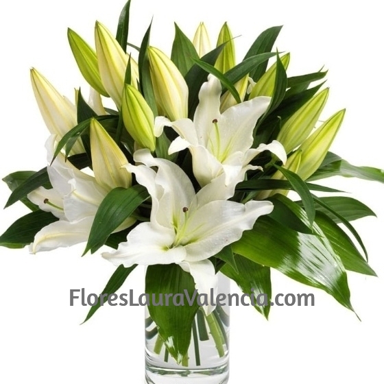 Jarrrón de cristal con liliums